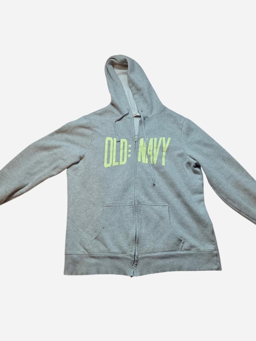 Old Navy Gray Zip-Up Hoodie with Neon Logo